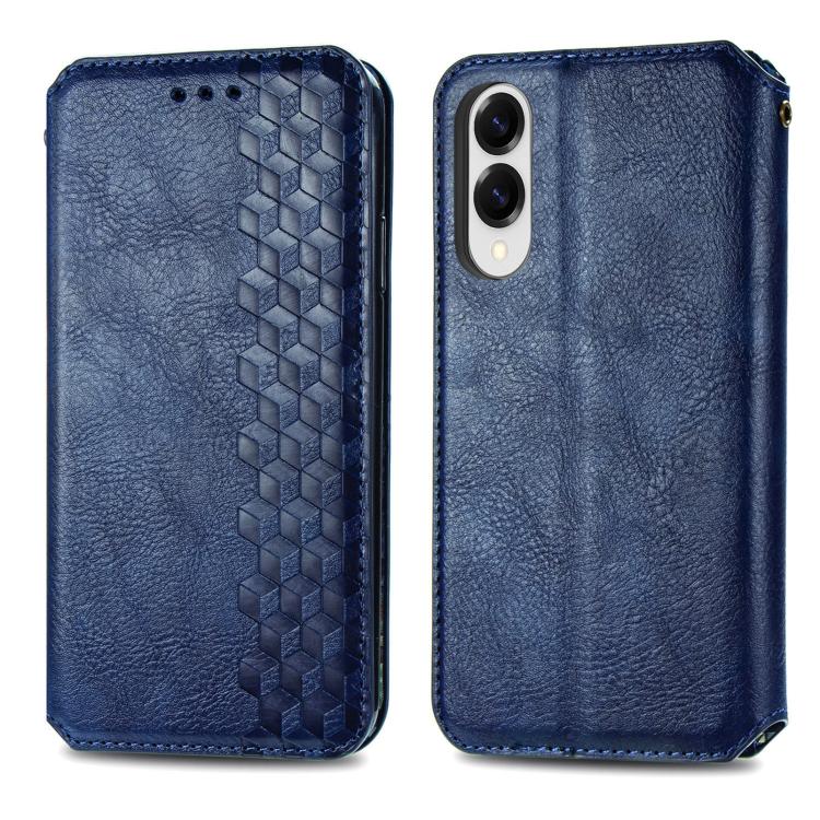 For Samsung Galaxy S25 Edge 5G Cubic Grid Pressed Magnetic Leather Phone Case