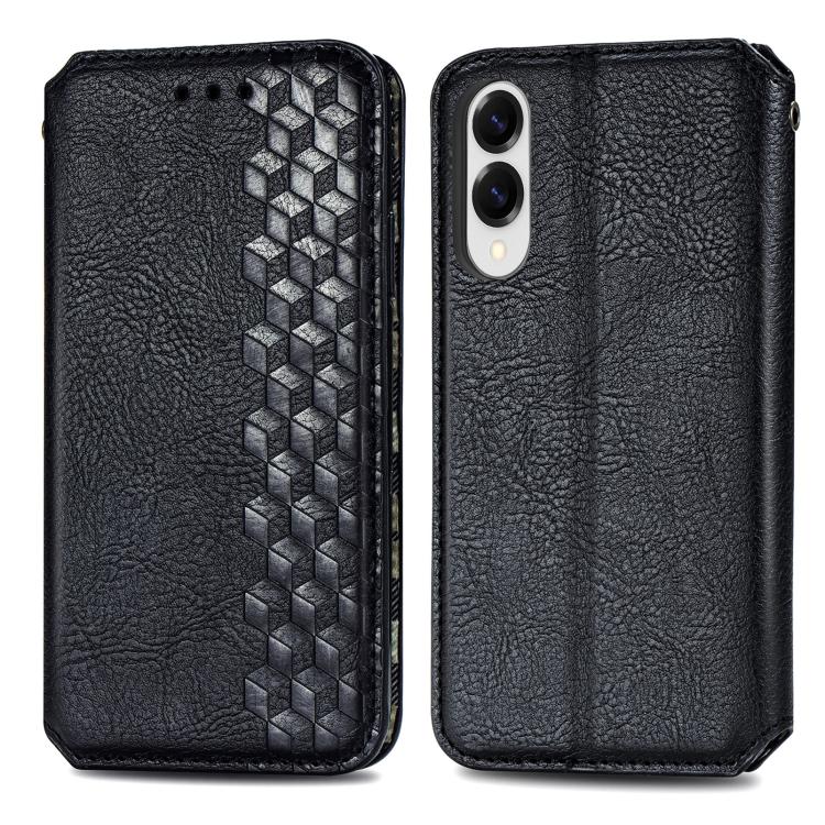 For Samsung Galaxy S25 Edge 5G Cubic Grid Pressed Magnetic Leather Phone Case