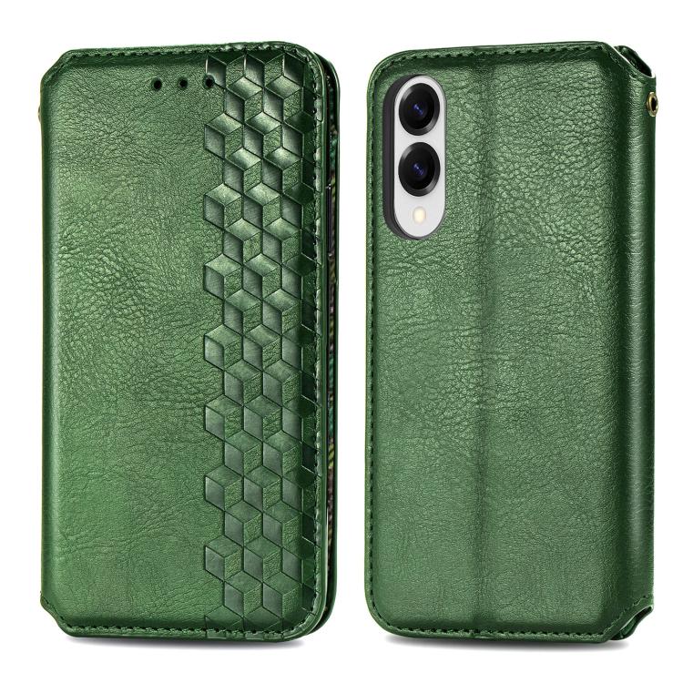 For Samsung Galaxy S25 Edge 5G Cubic Grid Pressed Magnetic Leather Phone Case