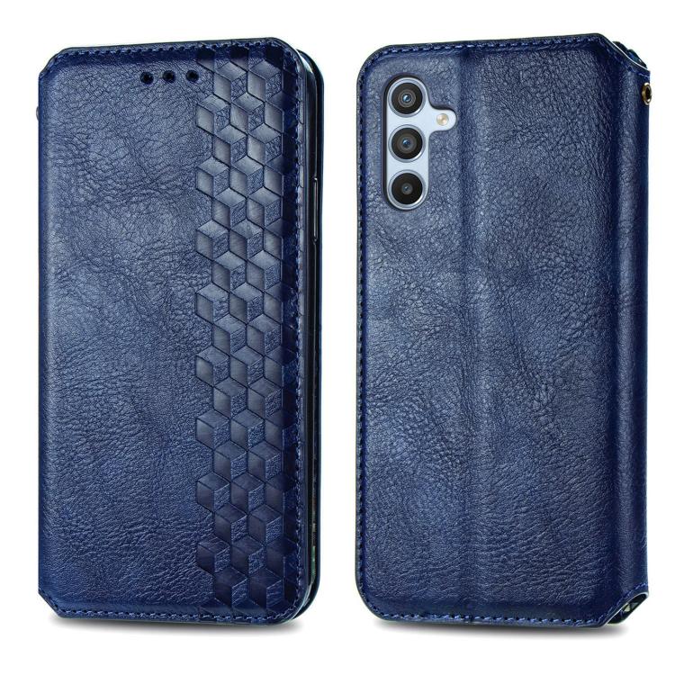 For Samsung Galaxy A26 5G Cubic Grid Pressed Magnetic Leather Phone Case