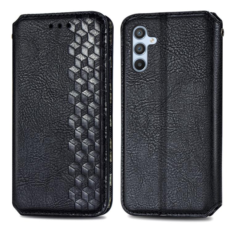 For Samsung Galaxy A26 5G Cubic Grid Pressed Magnetic Leather Phone Case