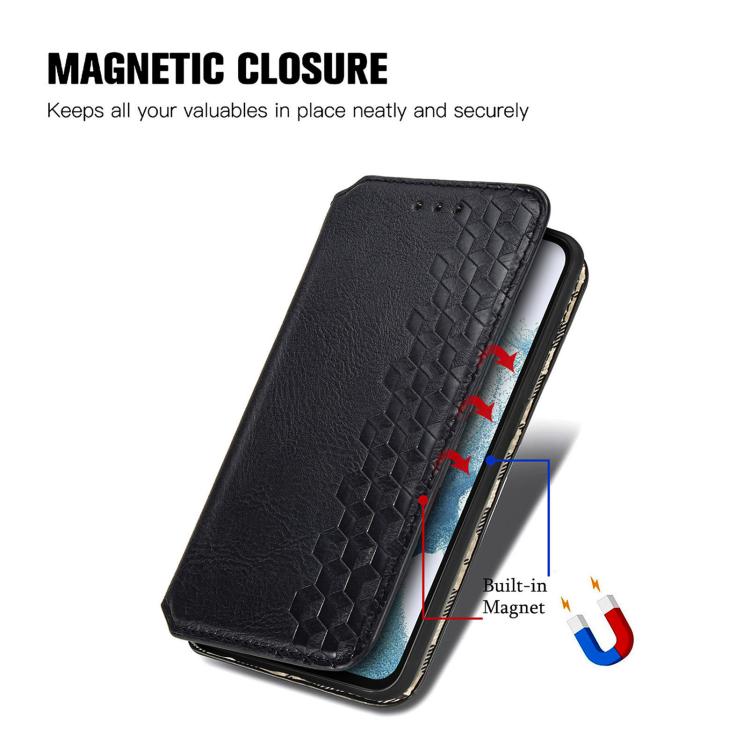 For Samsung Galaxy A26 5G Cubic Grid Pressed Magnetic Leather Phone Case