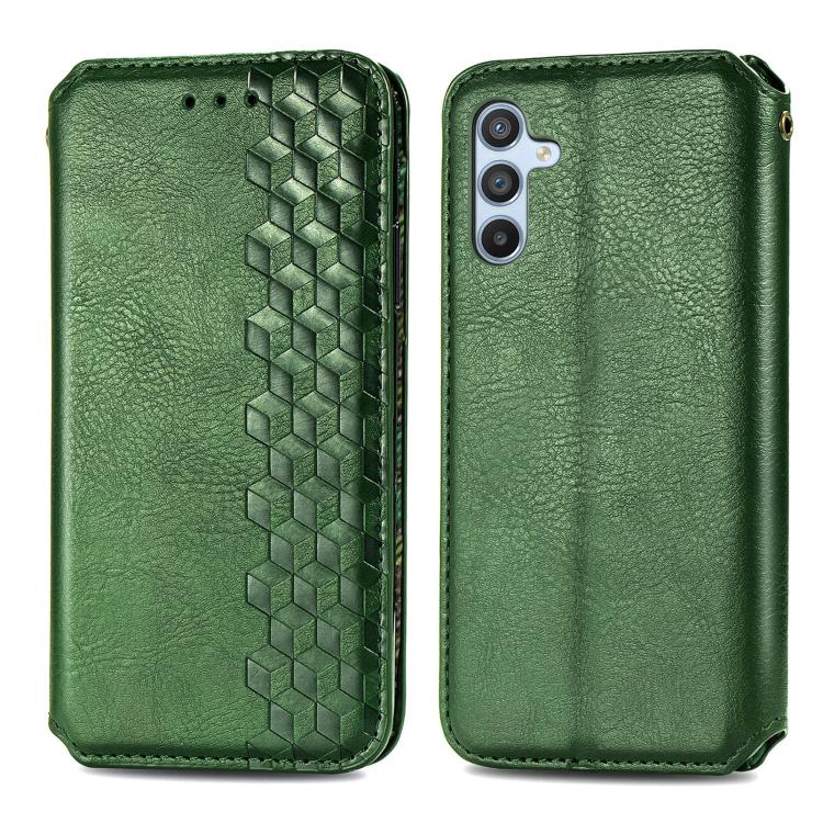 For Samsung Galaxy A26 5G Cubic Grid Pressed Magnetic Leather Phone Case