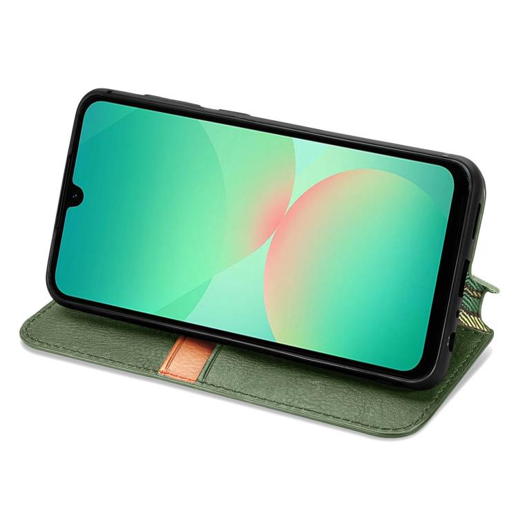 For Samsung Galaxy A26 5G Cubic Grid Pressed Magnetic Leather Phone Case