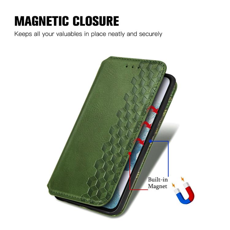 For Samsung Galaxy A26 5G Cubic Grid Pressed Magnetic Leather Phone Case