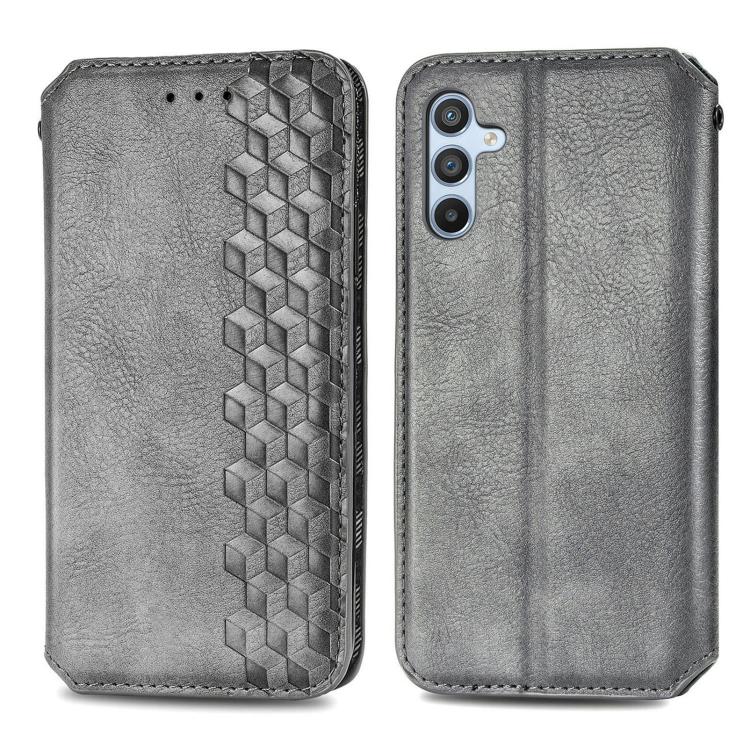 For Samsung Galaxy A26 5G Cubic Grid Pressed Magnetic Leather Phone Case