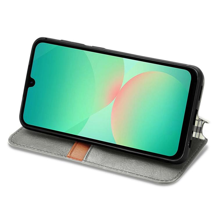 For Samsung Galaxy A26 5G Cubic Grid Pressed Magnetic Leather Phone Case