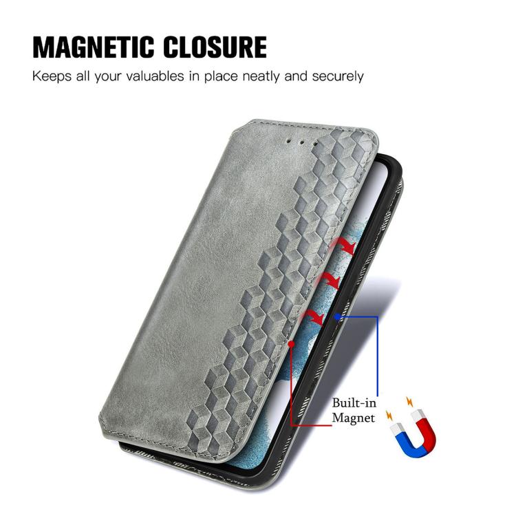 For Samsung Galaxy A26 5G Cubic Grid Pressed Magnetic Leather Phone Case
