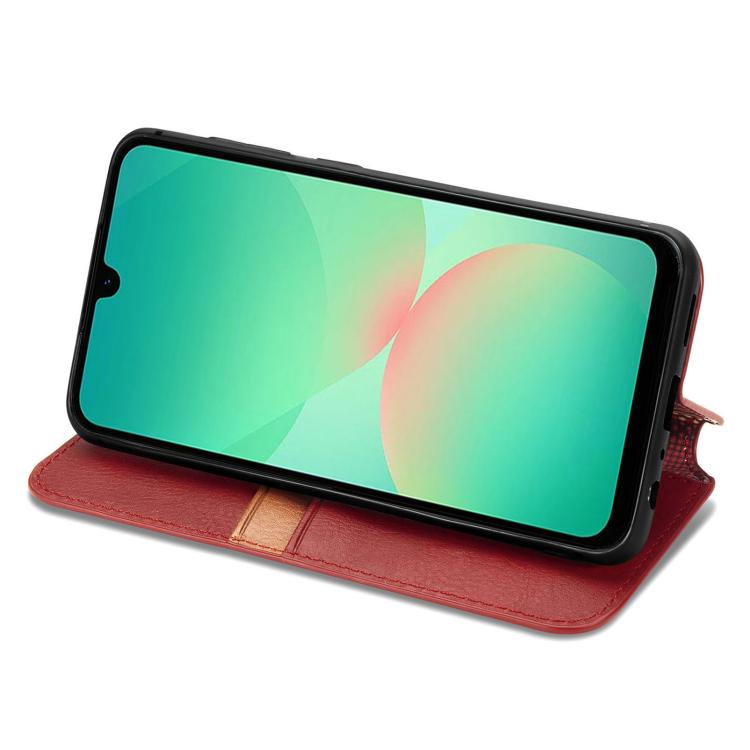 For Samsung Galaxy A26 5G Cubic Grid Pressed Magnetic Leather Phone Case