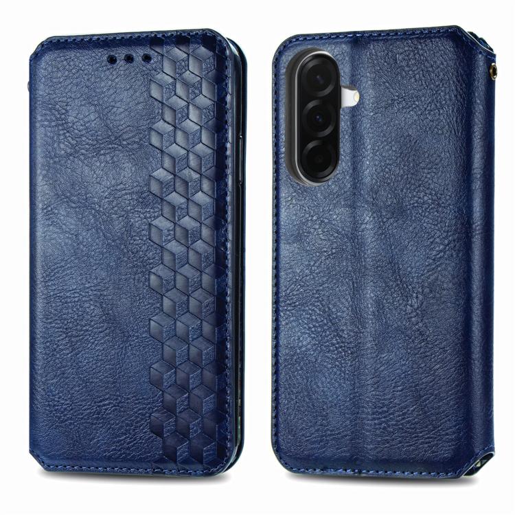 For Samsung Galaxy A37 5G Cubic Grid Pressed Magnetic Leather Phone Case