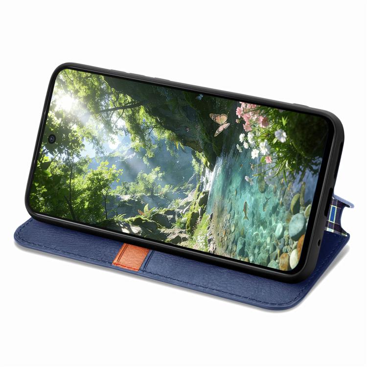 For Samsung Galaxy A37 5G Cubic Grid Pressed Magnetic Leather Phone Case