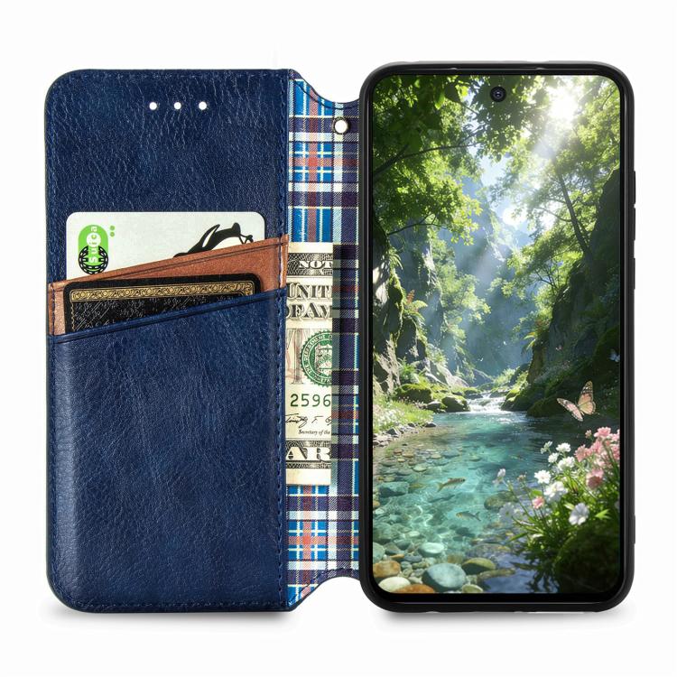 For Samsung Galaxy A57 5G Cubic Grid Pressed Magnetic Leather Phone Case