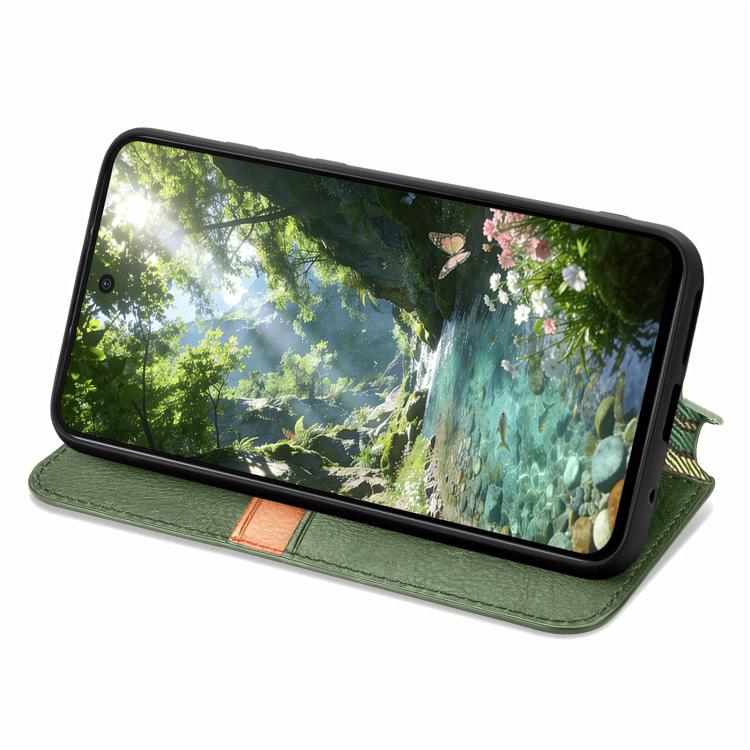 For Samsung Galaxy A57 5G Cubic Grid Pressed Magnetic Leather Phone Case