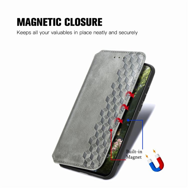 For Samsung Galaxy A57 5G Cubic Grid Pressed Magnetic Leather Phone Case