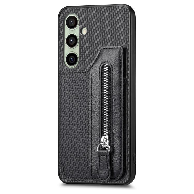 For Samsung Galaxy A36 Carbon Fiber Horizontal Flip Zipper Wallet Phone Case