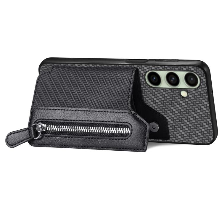 For Samsung Galaxy A36 Carbon Fiber Horizontal Flip Zipper Wallet Phone Case