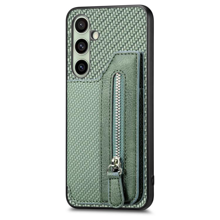 For Samsung Galaxy A36 Carbon Fiber Horizontal Flip Zipper Wallet Phone Case