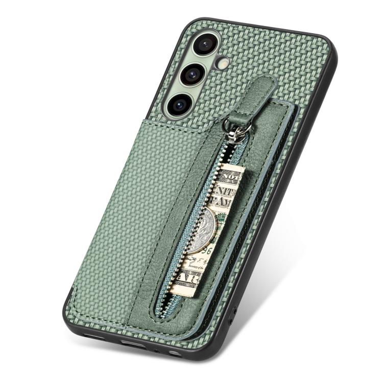 For Samsung Galaxy A36 Carbon Fiber Horizontal Flip Zipper Wallet Phone Case