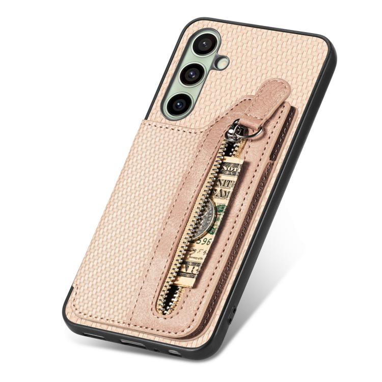 For Samsung Galaxy A36 Carbon Fiber Horizontal Flip Zipper Wallet Phone Case
