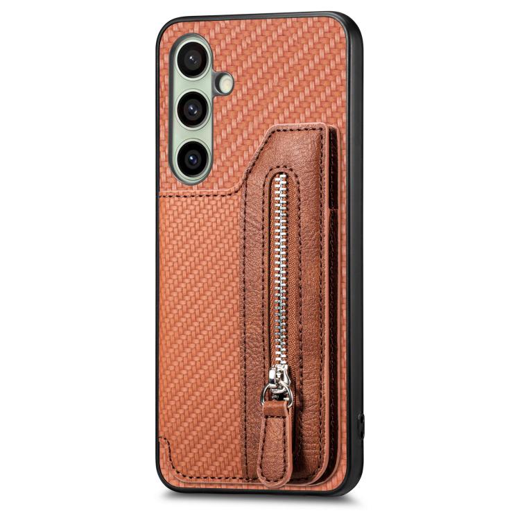 For Samsung Galaxy A36 Carbon Fiber Horizontal Flip Zipper Wallet Phone Case