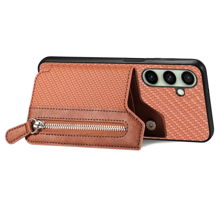 For Samsung Galaxy A36 Carbon Fiber Horizontal Flip Zipper Wallet Phone Case