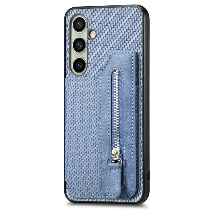 For Samsung Galaxy A56 5G Carbon Fiber Horizontal Flip Zipper Wallet Phone Case