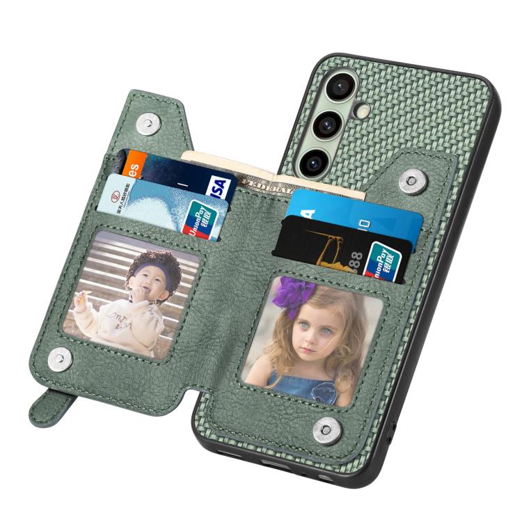 For Samsung Galaxy A56 5G Carbon Fiber Horizontal Flip Zipper Wallet Phone Case