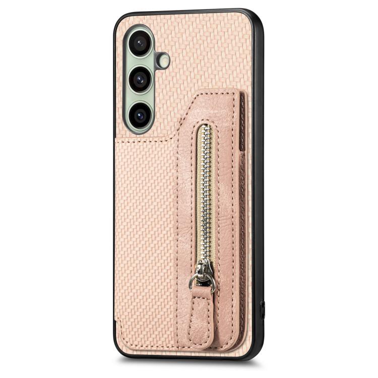 For Samsung Galaxy A56 5G Carbon Fiber Horizontal Flip Zipper Wallet Phone Case