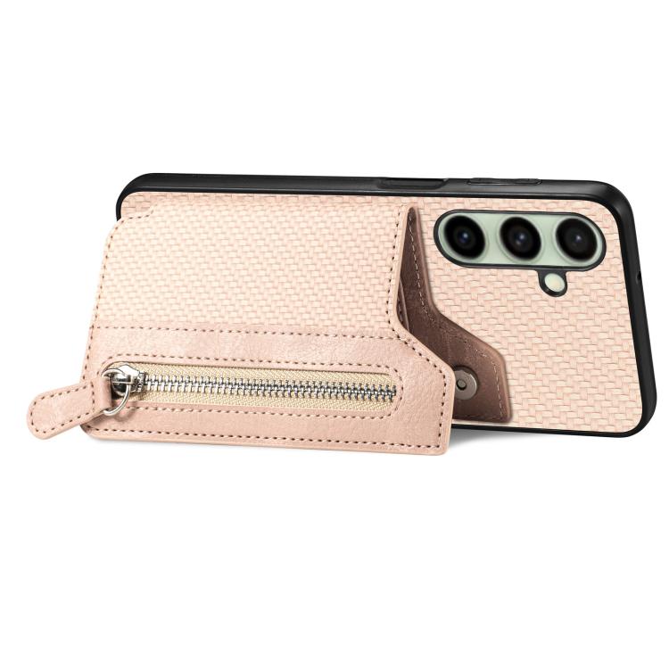 For Samsung Galaxy A56 5G Carbon Fiber Horizontal Flip Zipper Wallet Phone Case