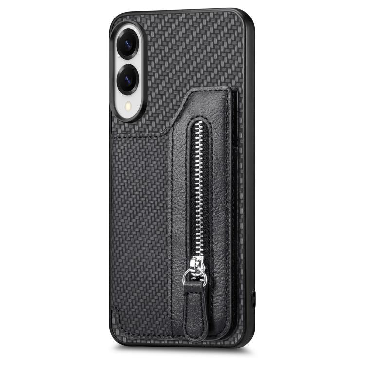 For Samsung Galaxy S25 Edge 5G Carbon Fiber Horizontal Flip Zipper Wallet Phone Case