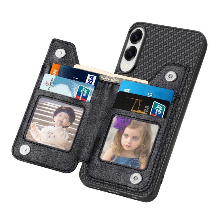 For Samsung Galaxy S25 Edge 5G Carbon Fiber Horizontal Flip Zipper Wallet Phone Case