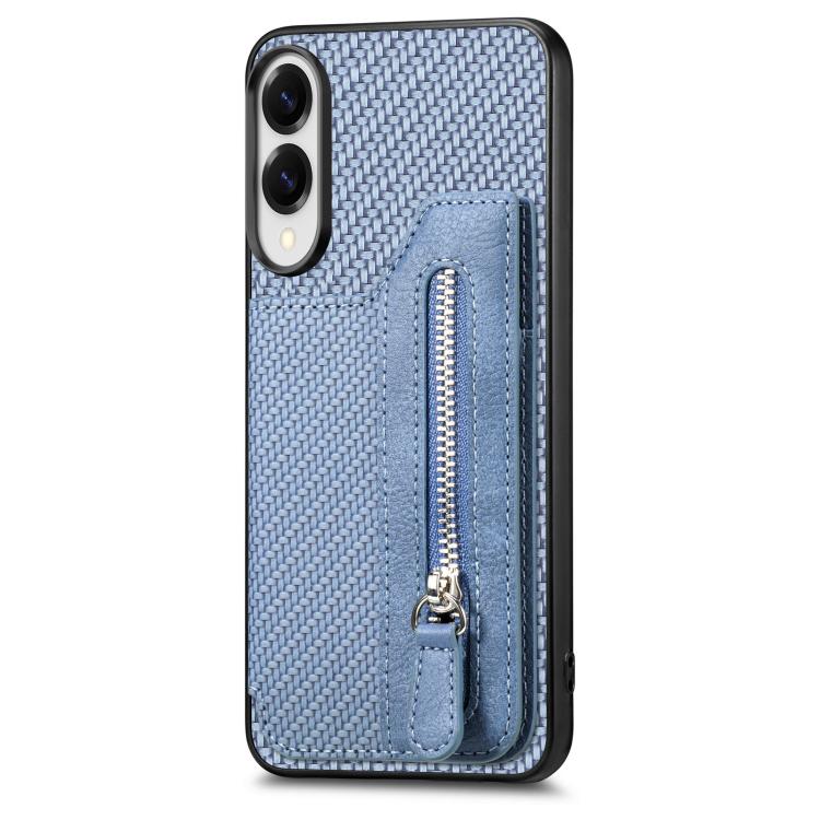 For Samsung Galaxy S25 Edge 5G Carbon Fiber Horizontal Flip Zipper Wallet Phone Case