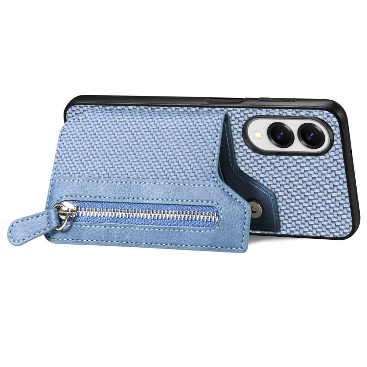 For Samsung Galaxy S25 Edge 5G Carbon Fiber Horizontal Flip Zipper Wallet Phone Case