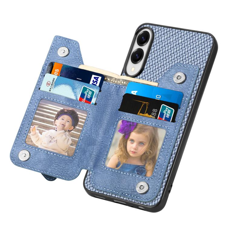 For Samsung Galaxy S25 Edge 5G Carbon Fiber Horizontal Flip Zipper Wallet Phone Case