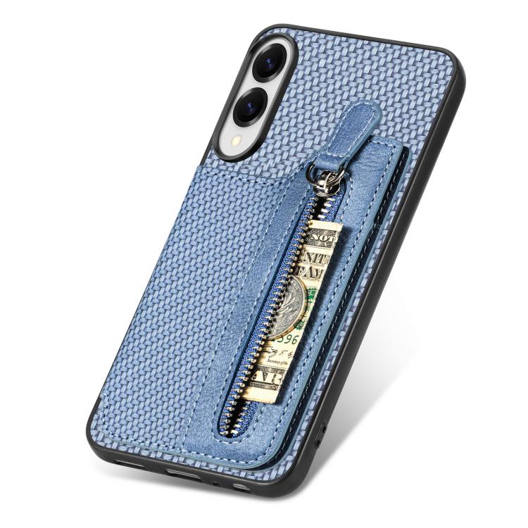 For Samsung Galaxy S25 Edge 5G Carbon Fiber Horizontal Flip Zipper Wallet Phone Case
