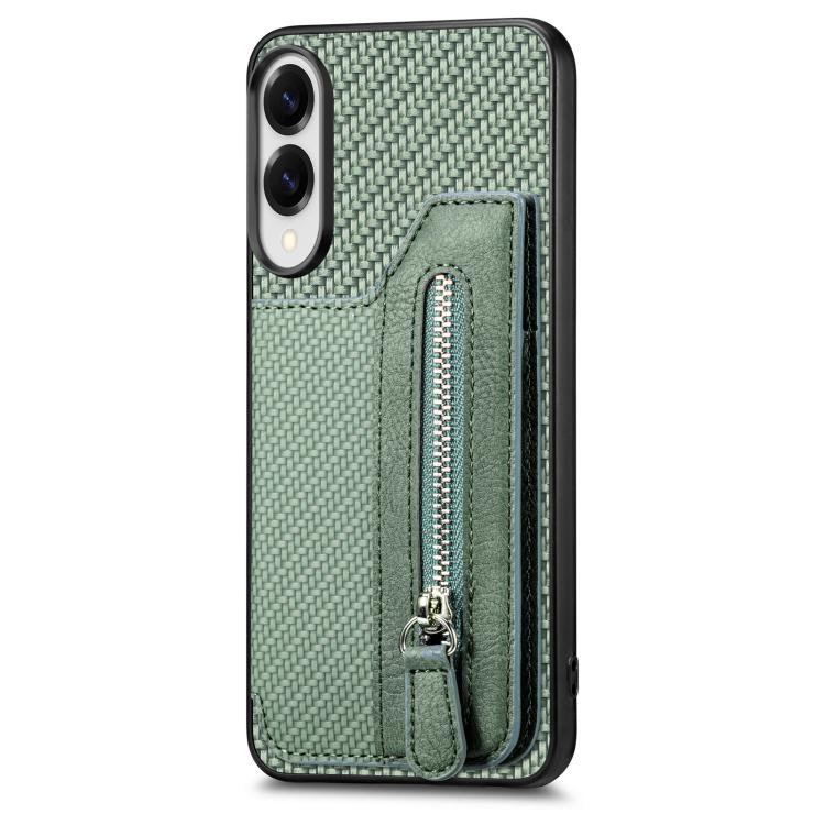 For Samsung Galaxy S25 Edge 5G Carbon Fiber Horizontal Flip Zipper Wallet Phone Case