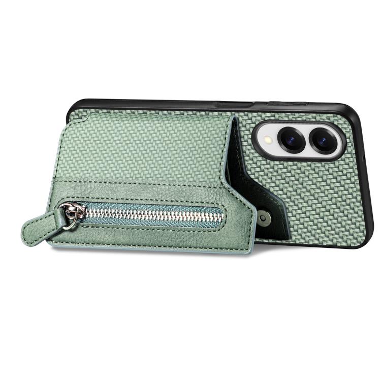 For Samsung Galaxy S25 Edge 5G Carbon Fiber Horizontal Flip Zipper Wallet Phone Case