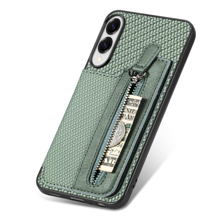 For Samsung Galaxy S25 Edge 5G Carbon Fiber Horizontal Flip Zipper Wallet Phone Case