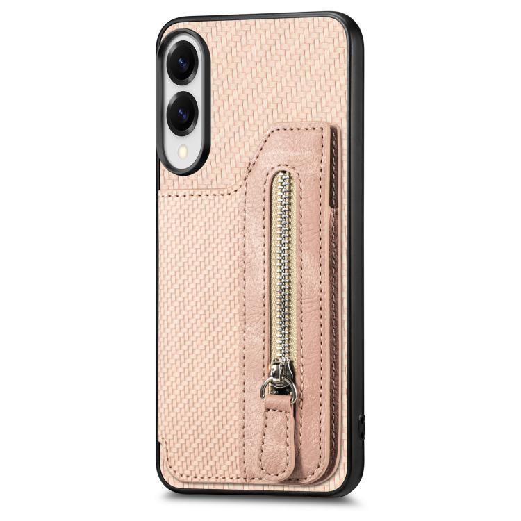 For Samsung Galaxy S25 Edge 5G Carbon Fiber Horizontal Flip Zipper Wallet Phone Case