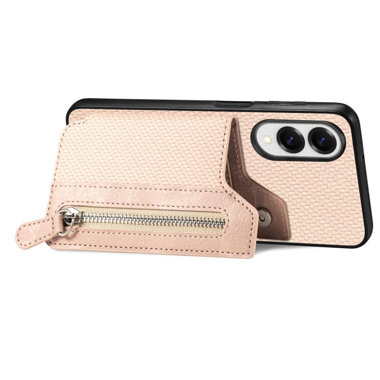 For Samsung Galaxy S25 Edge 5G Carbon Fiber Horizontal Flip Zipper Wallet Phone Case
