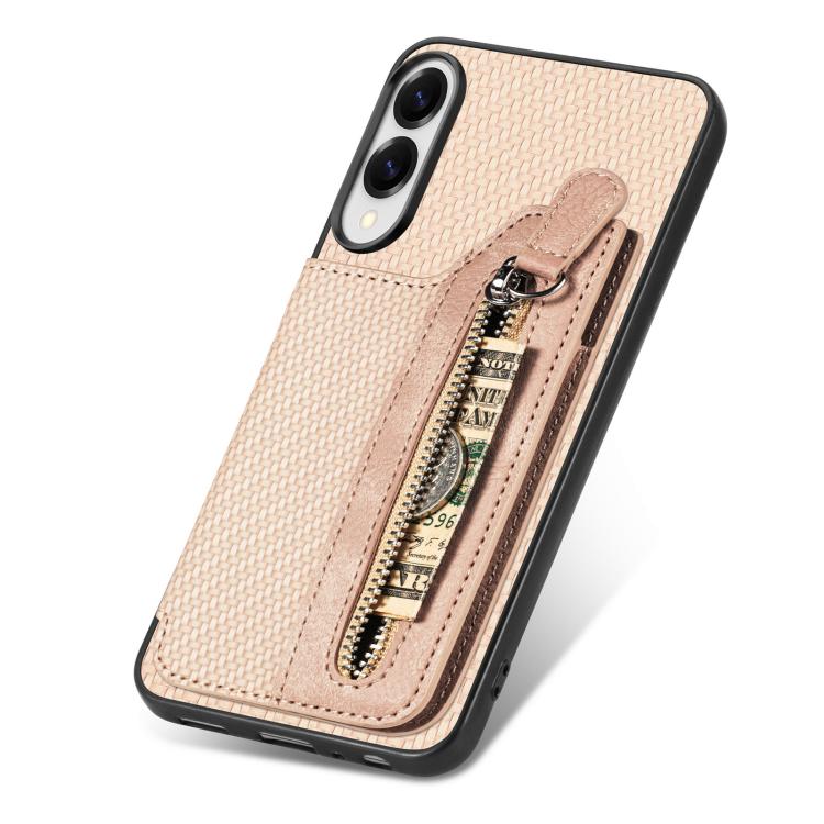 For Samsung Galaxy S25 Edge 5G Carbon Fiber Horizontal Flip Zipper Wallet Phone Case