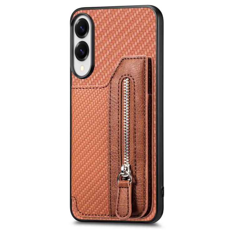 For Samsung Galaxy S25 Edge 5G Carbon Fiber Horizontal Flip Zipper Wallet Phone Case