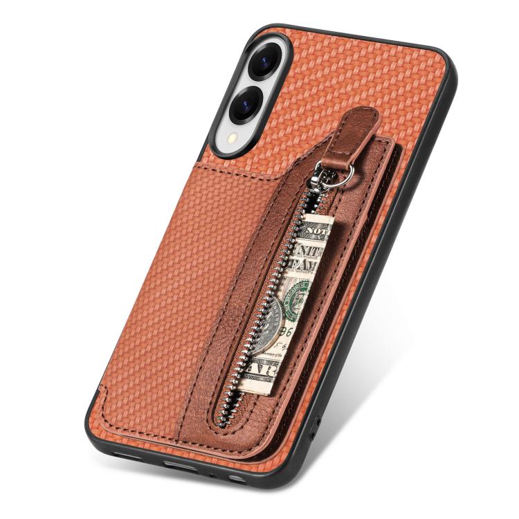 For Samsung Galaxy S25 Edge 5G Carbon Fiber Horizontal Flip Zipper Wallet Phone Case