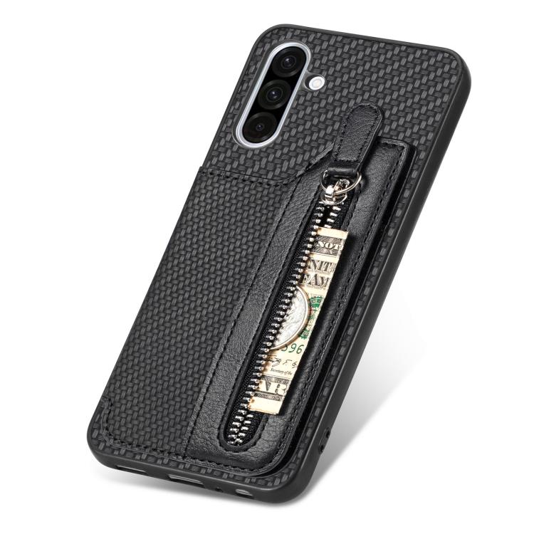 For Samsung Galaxy S25 5G Carbon Fiber Horizontal Flip Zipper Wallet Phone Case