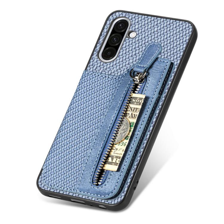 For Samsung Galaxy S25 5G Carbon Fiber Horizontal Flip Zipper Wallet Phone Case