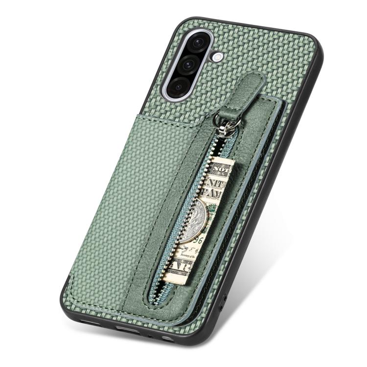 For Samsung Galaxy S25 5G Carbon Fiber Horizontal Flip Zipper Wallet Phone Case