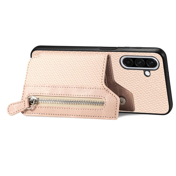 For Samsung Galaxy S25 5G Carbon Fiber Horizontal Flip Zipper Wallet Phone Case