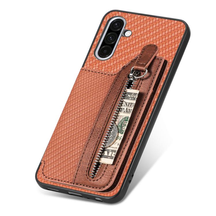 For Samsung Galaxy S25 5G Carbon Fiber Horizontal Flip Zipper Wallet Phone Case