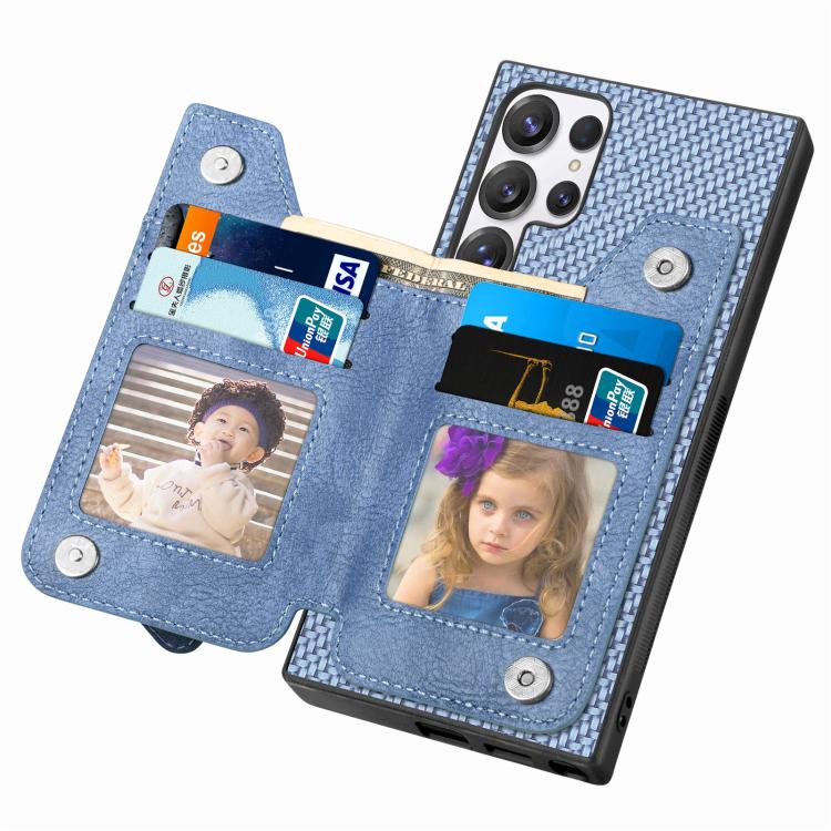 For Samsung Galaxy S25 Ultra 5G Carbon Fiber Horizontal Flip Zipper Wallet Phone Case