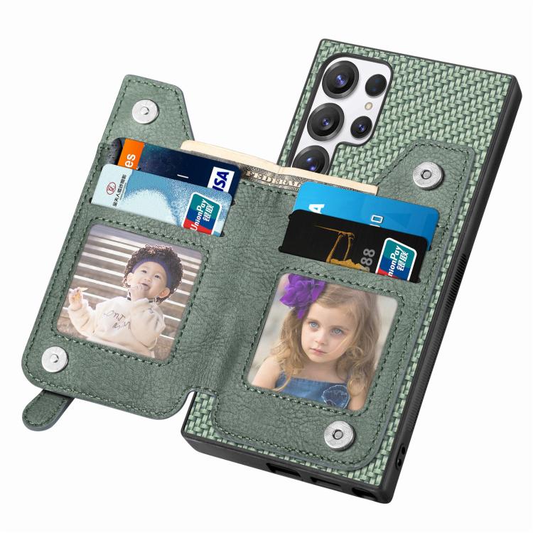 For Samsung Galaxy S25 Ultra 5G Carbon Fiber Horizontal Flip Zipper Wallet Phone Case